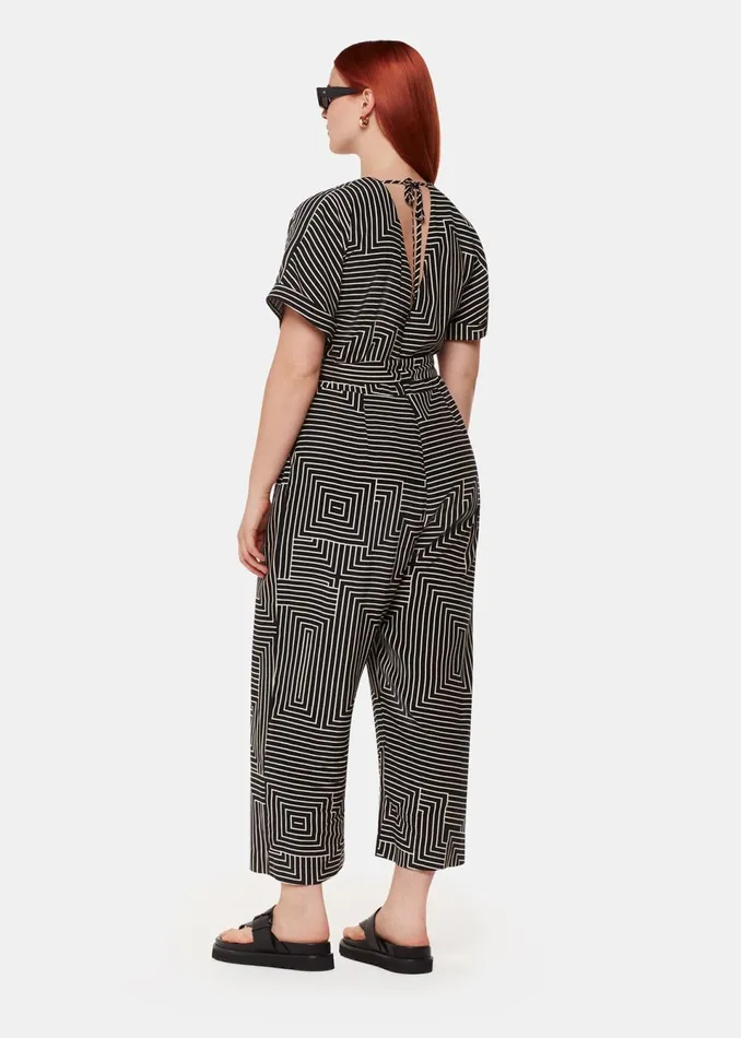 Women Jumpsuits Whistles Black Angled Stripe Jumpsuit