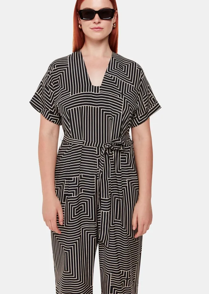 Women Jumpsuits Whistles Black Angled Stripe Jumpsuit