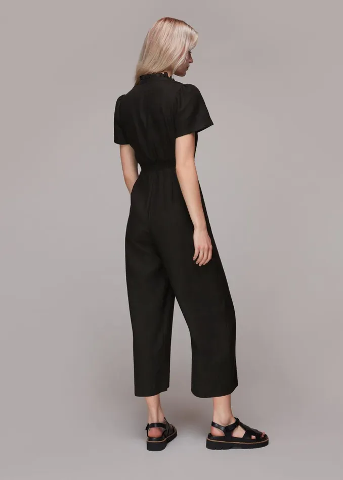 Women Jumpsuits Whistles Black Emmie Linen Jumpsuit