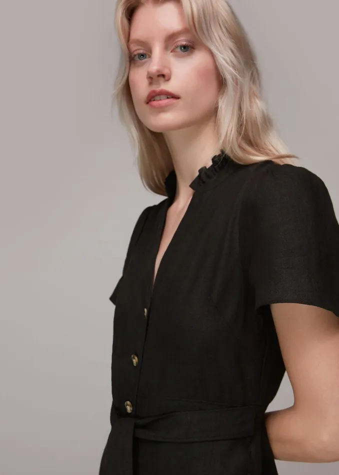Women Jumpsuits Whistles Black Emmie Linen Jumpsuit