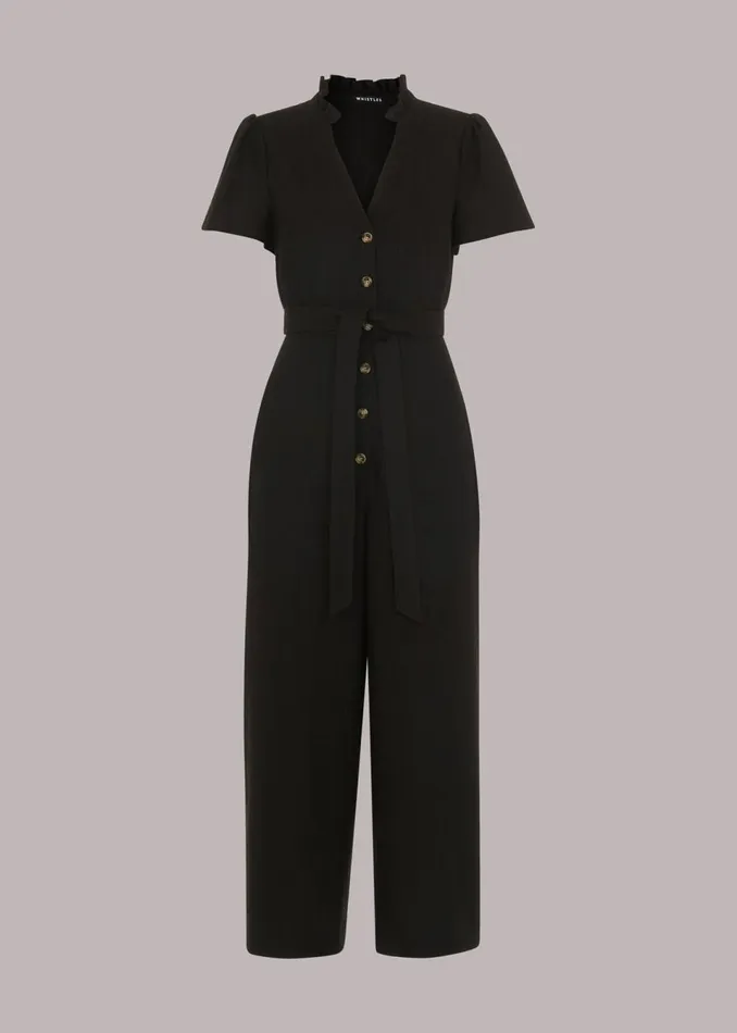 Women Jumpsuits Whistles Black Emmie Linen Jumpsuit