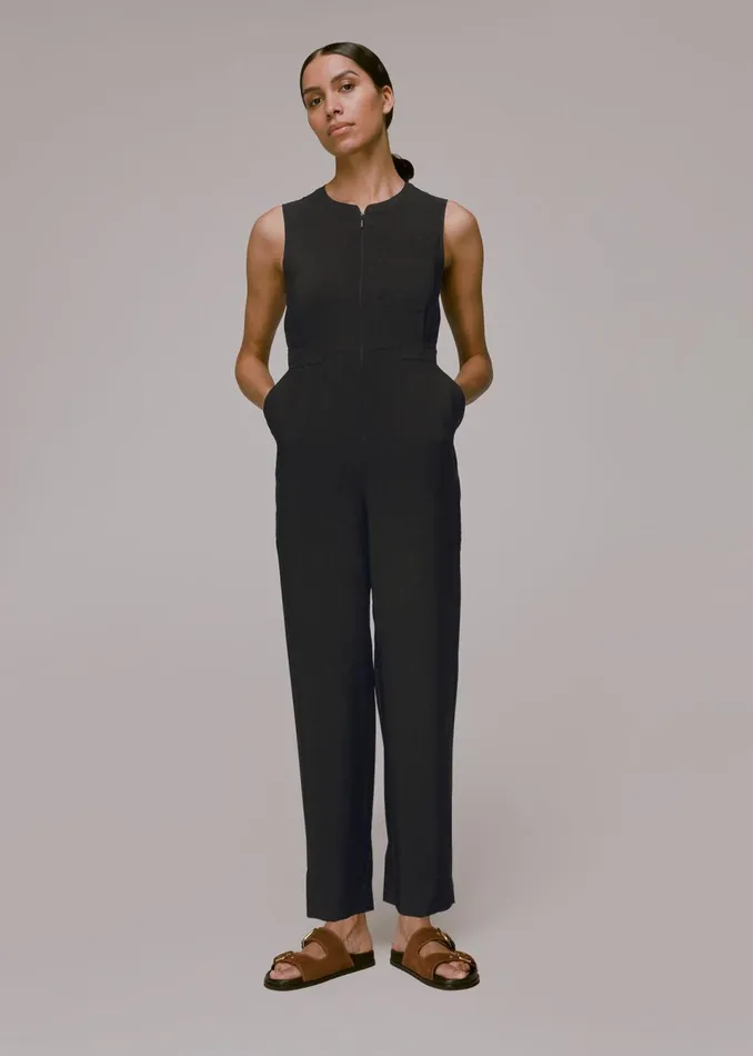Women Jumpsuits Whistles Black Josie Zip Front Jumpsuit