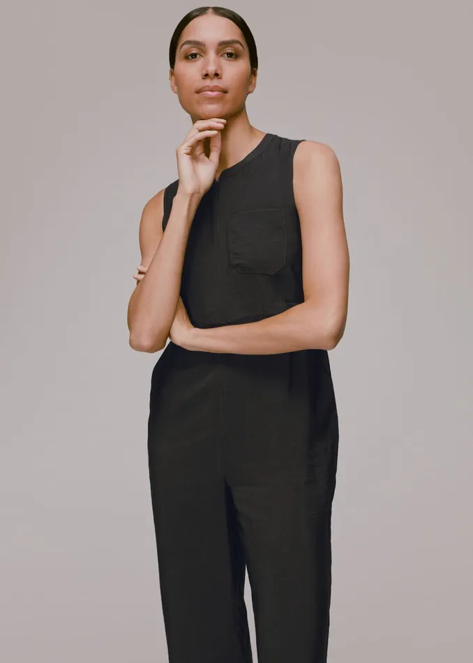 Women Jumpsuits Whistles Black Josie Zip Front Jumpsuit