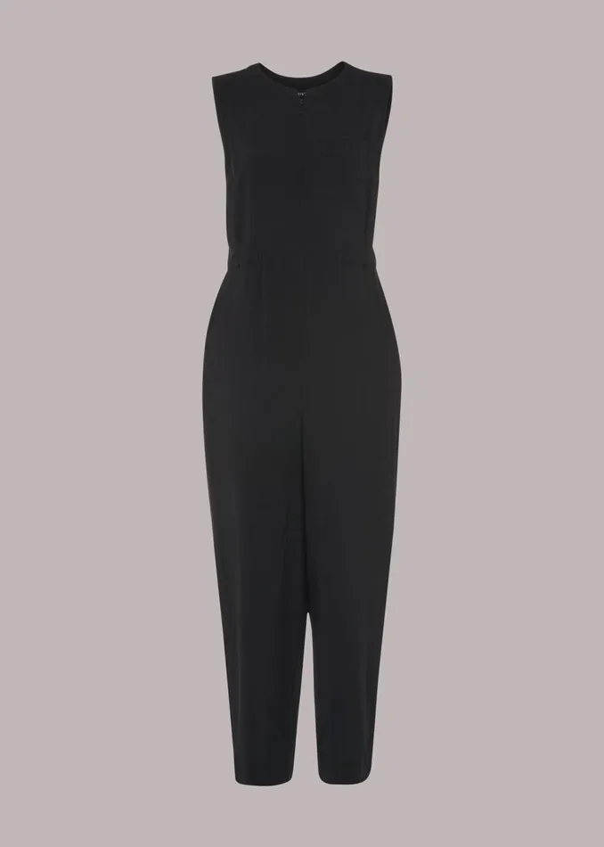 Women Jumpsuits Whistles Black Josie Zip Front Jumpsuit