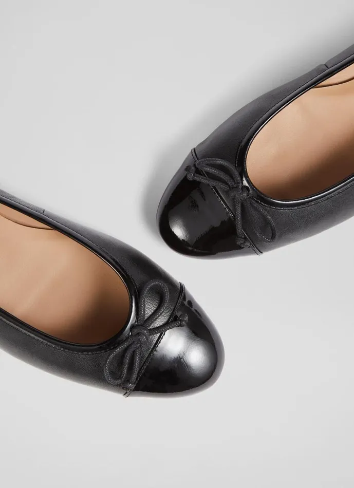 Women Kara Black Leather And Patent Toe Cap Ballet Flats Black LKBennett Flats Women Kara Black Leather And Patent Toe Cap Ballet Flats Black LKBennett Flats