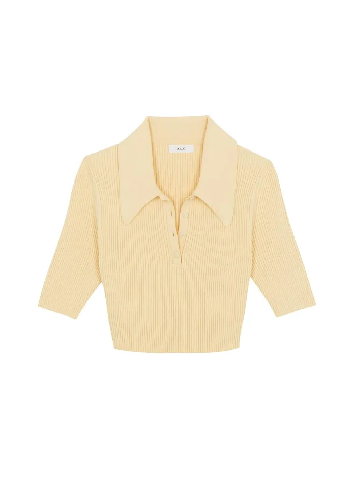 Women Knitwear ALC Cropped Atlas Rib Knit Top Scone