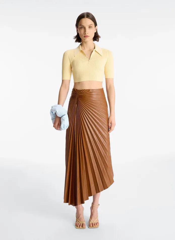 Women Knitwear ALC Cropped Atlas Rib Knit Top Scone