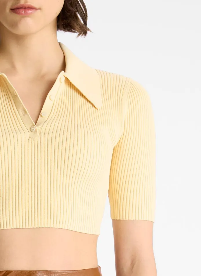 Women Knitwear ALC Cropped Atlas Rib Knit Top Scone