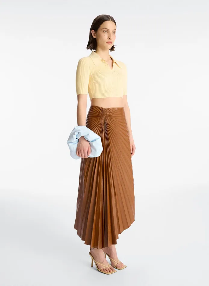 Women Knitwear ALC Cropped Atlas Rib Knit Top Scone