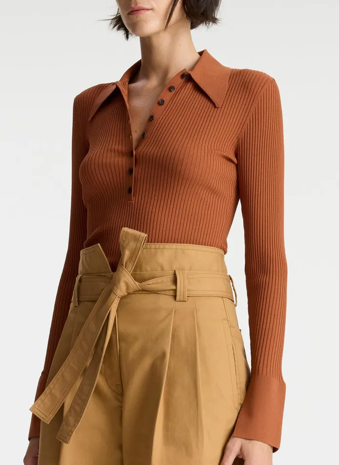 Women Knitwear ALC Eleanor Rib Knit Sweater Cognac