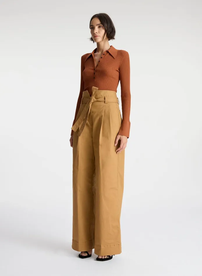 Women Knitwear ALC Eleanor Rib Knit Sweater Cognac