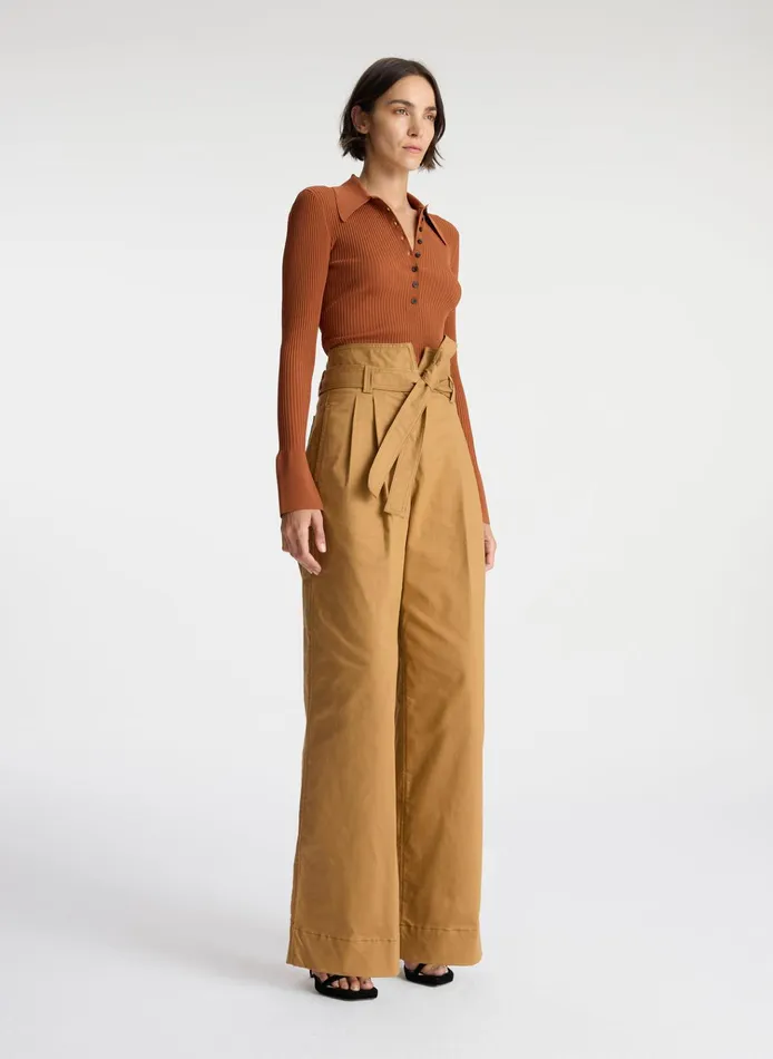 Women Knitwear ALC Eleanor Rib Knit Sweater Cognac