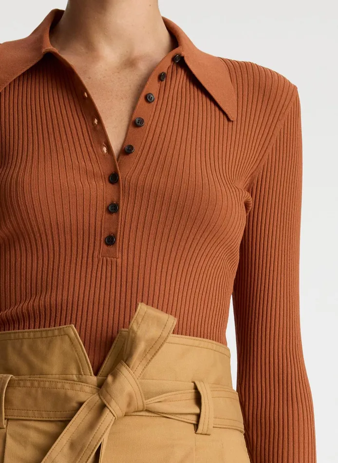 Women Knitwear ALC Eleanor Rib Knit Sweater Cognac