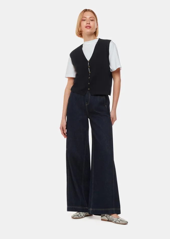 Women Knitwear and Cashmere Whistles Black Bailey Button Through Tank