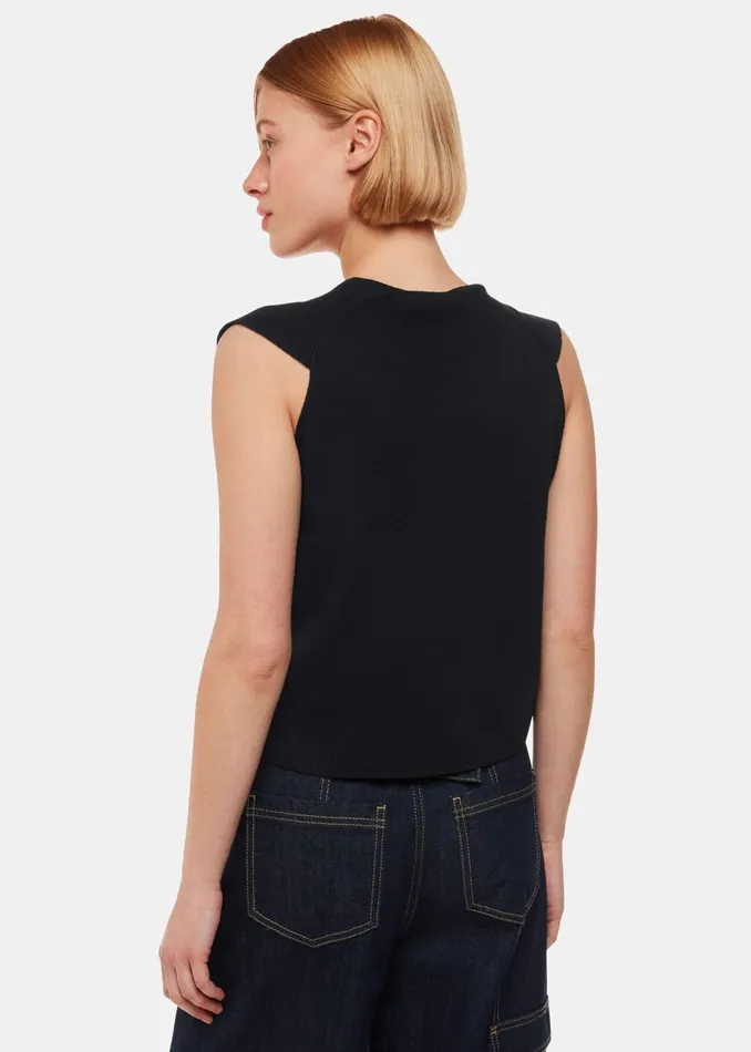 Women Knitwear and Cashmere Whistles Black Bailey Button Through Tank
