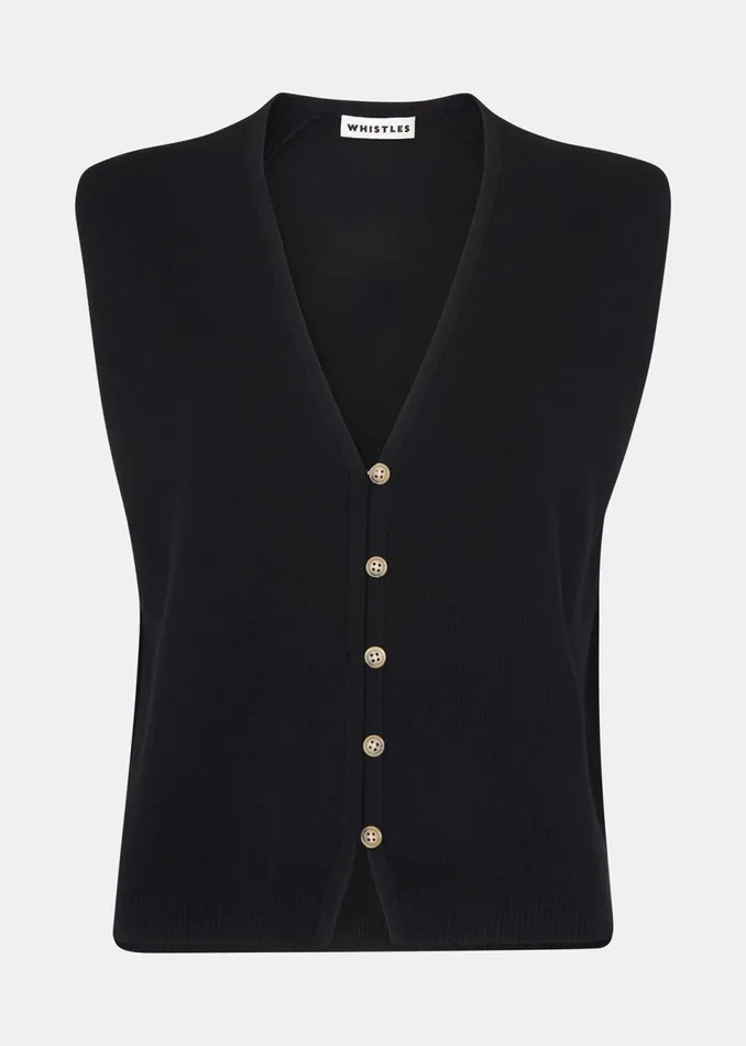 Women Knitwear and Cashmere Whistles Black Bailey Button Through Tank