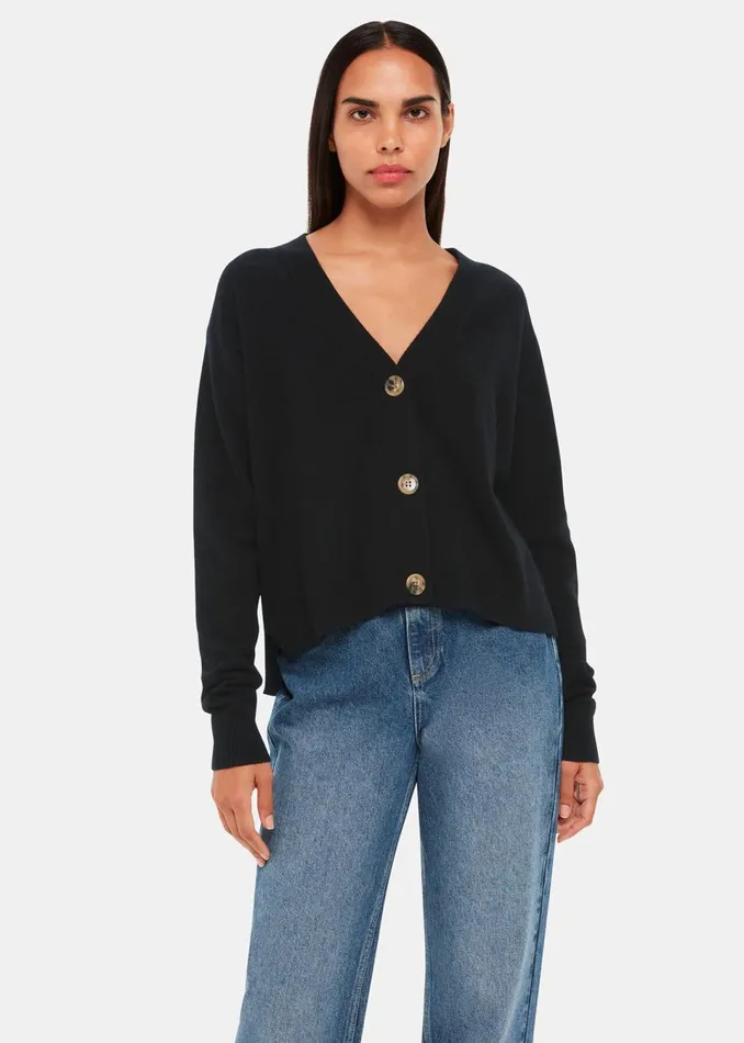 Women Knitwear and Cashmere Whistles Black Cashmere Cardigan
