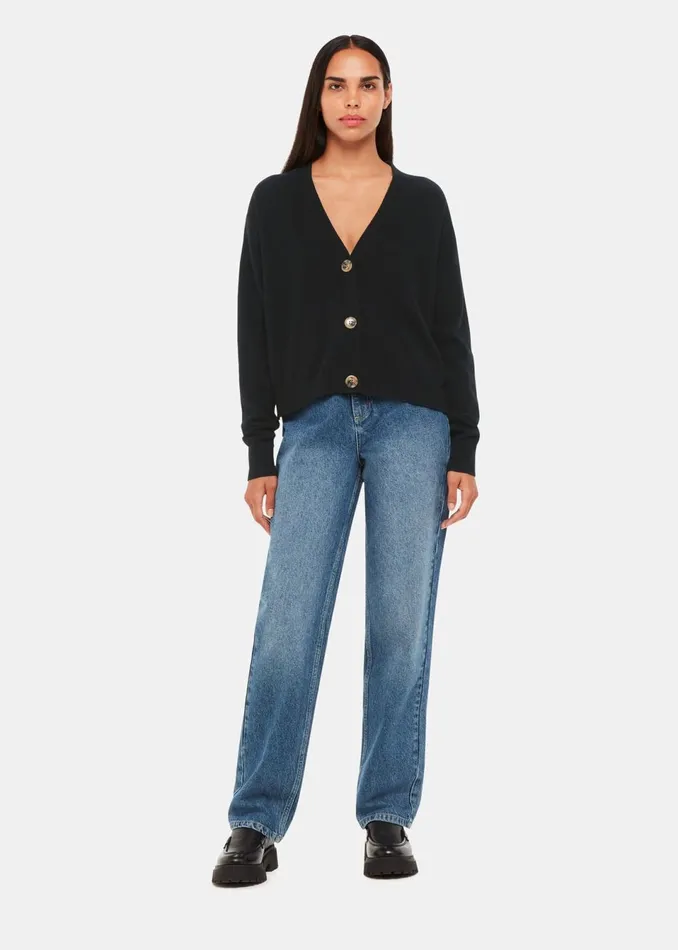 Women Knitwear and Cashmere Whistles Black Cashmere Cardigan
