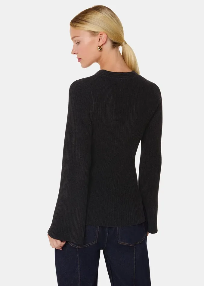 Women Knitwear and Cashmere Whistles Black Chenille V Neck Knit