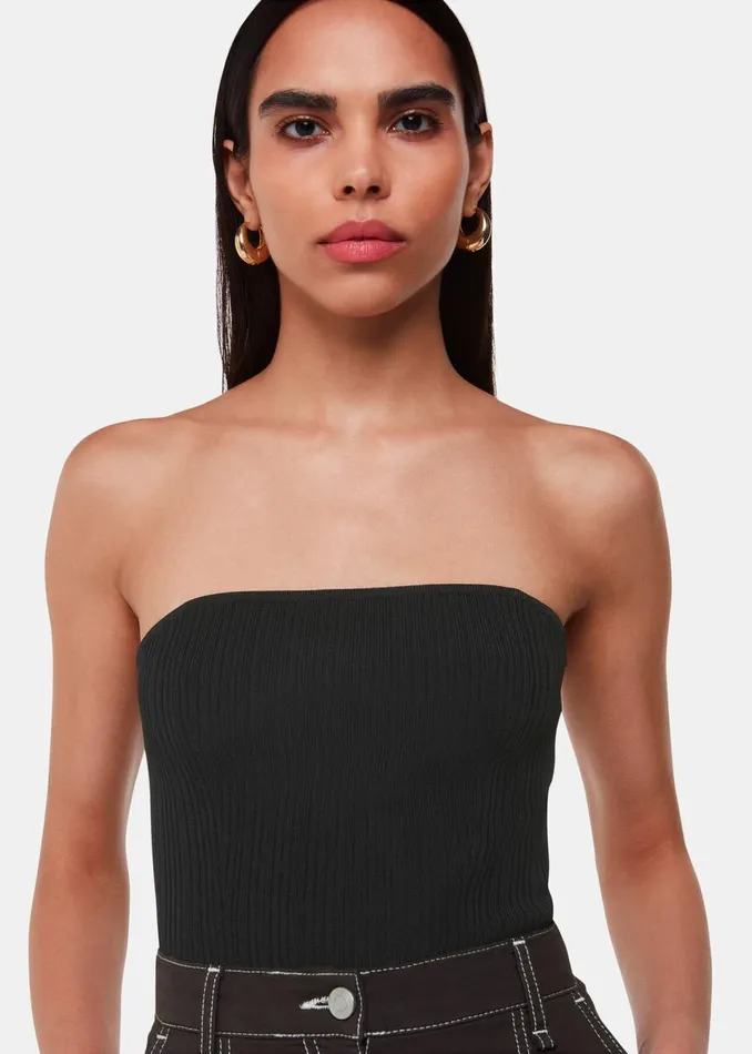 Women Knitwear and Cashmere Whistles Black Knitted Bandeau Top