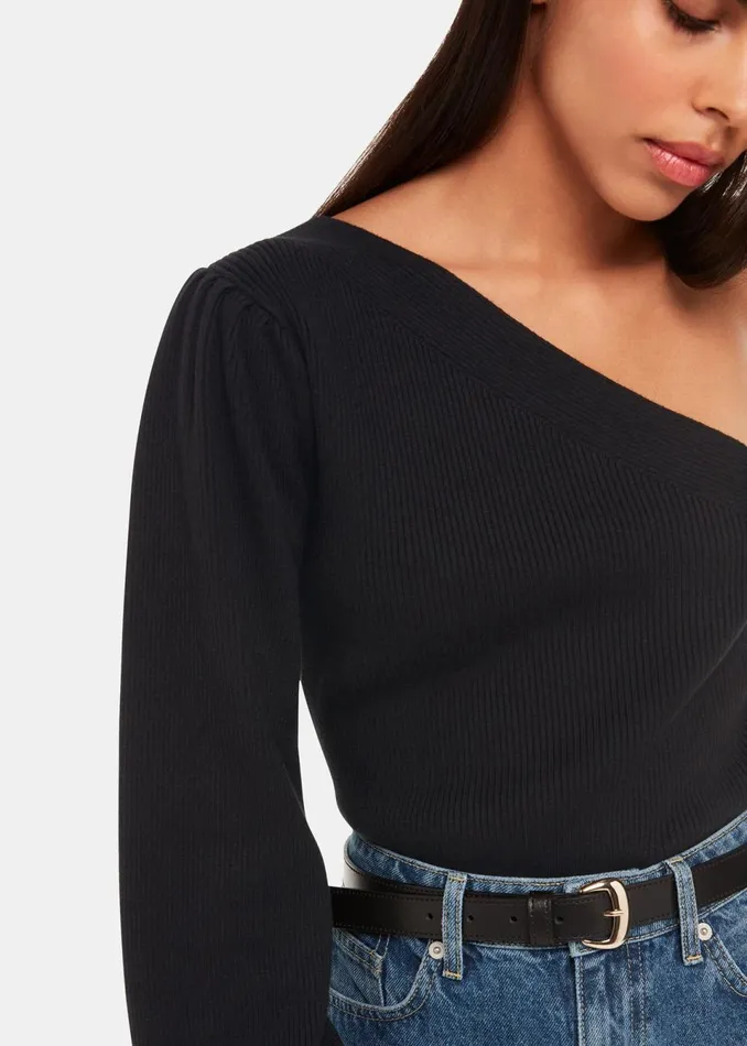 Women Knitwear and Cashmere Whistles Black One Shoulder Knit