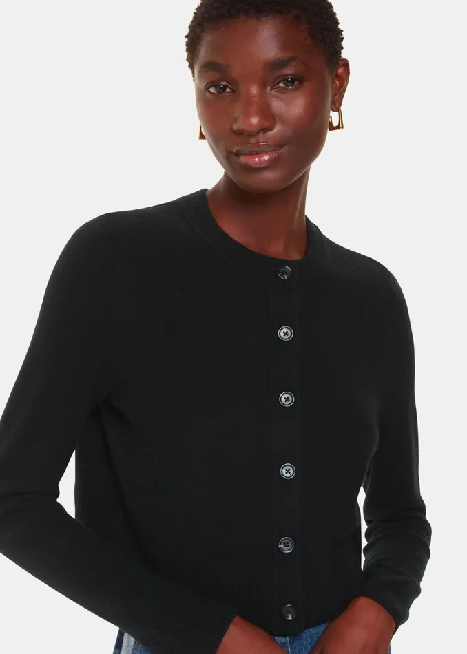 Women Knitwear and Cashmere Whistles Black Wool Cropped Cardigan