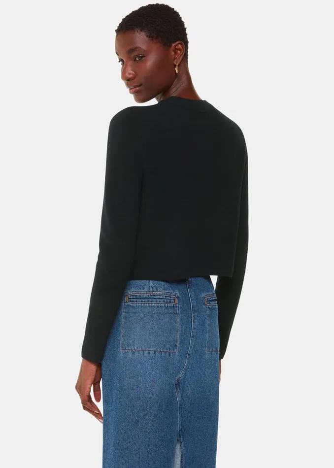 Women Knitwear and Cashmere Whistles Black Wool Cropped Cardigan