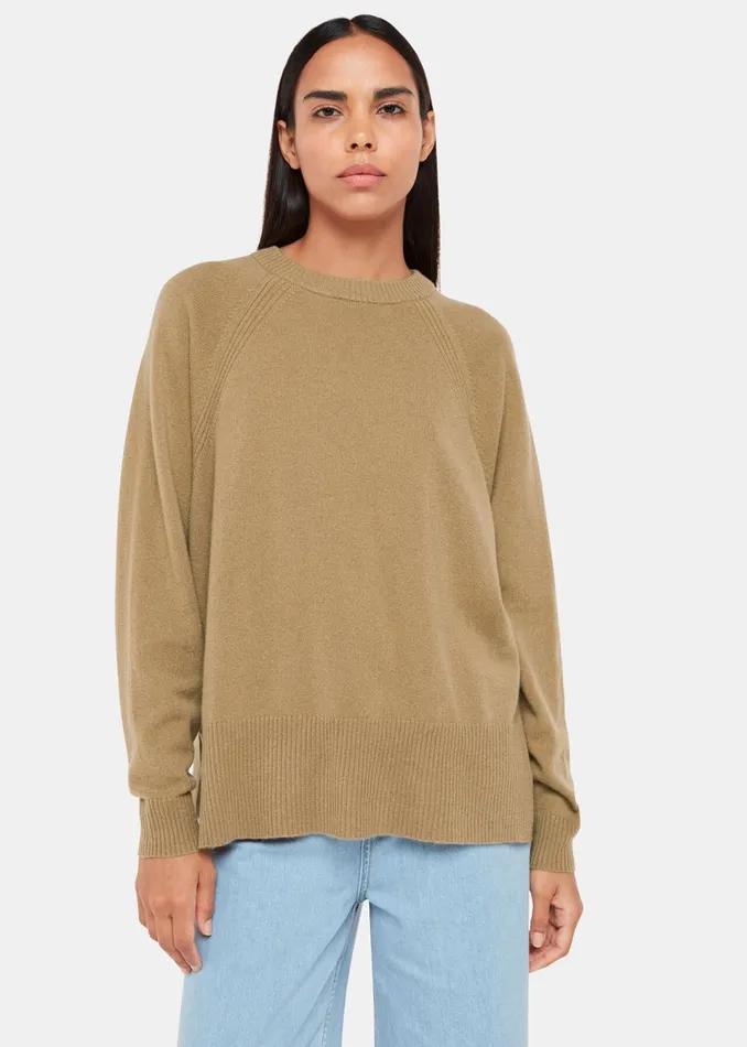 Women Knitwear and Cashmere Whistles Camel Ultimate Cashmere Crew Neck