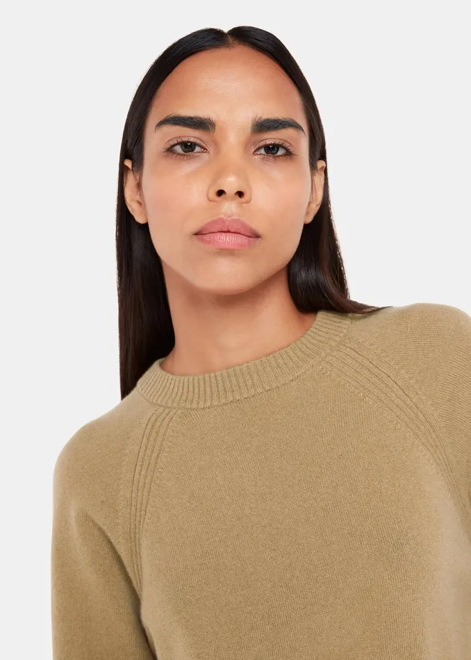 Women Knitwear and Cashmere Whistles Camel Ultimate Cashmere Crew Neck
