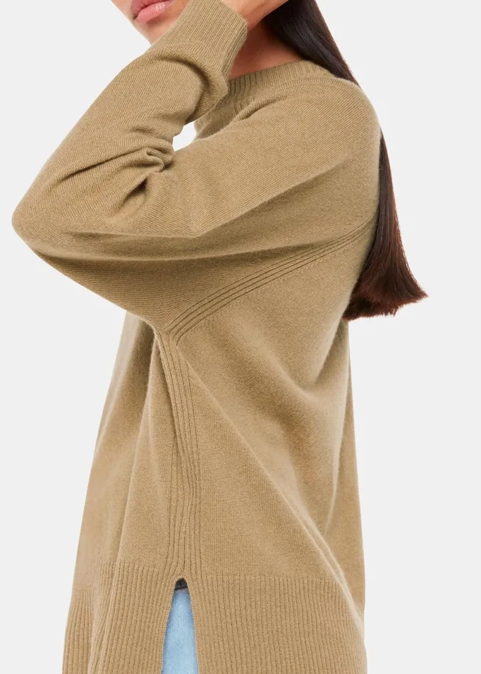 Women Knitwear and Cashmere Whistles Camel Ultimate Cashmere Crew Neck