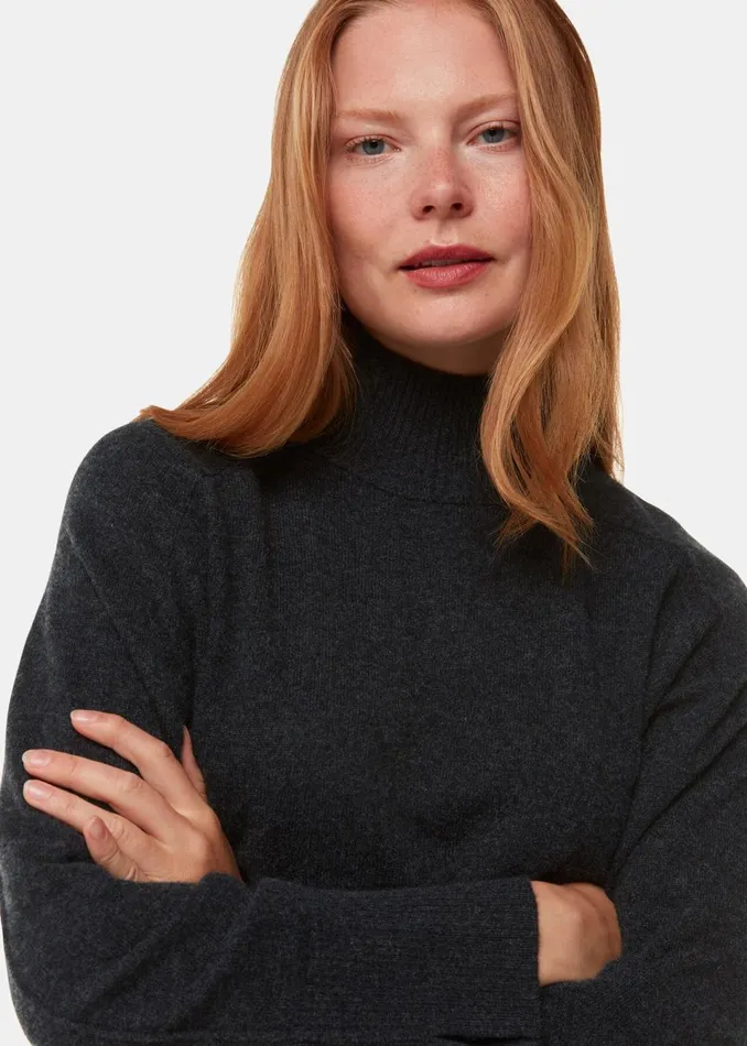 Women Knitwear and Cashmere Whistles Dark Grey Cashmere Funnel Neck