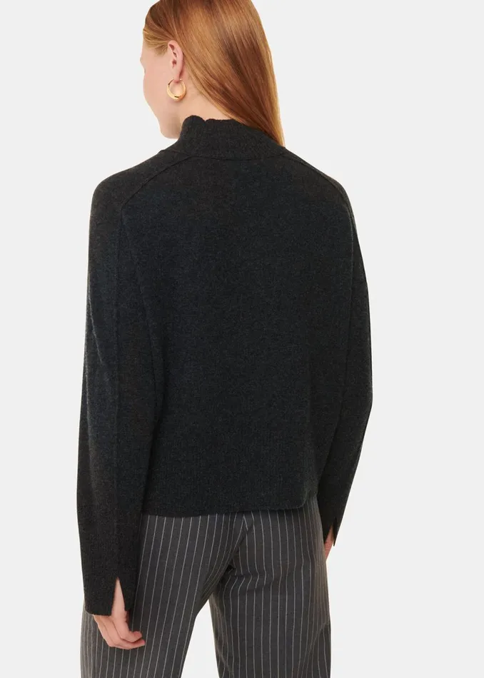 Women Knitwear and Cashmere Whistles Dark Grey Cashmere Funnel Neck