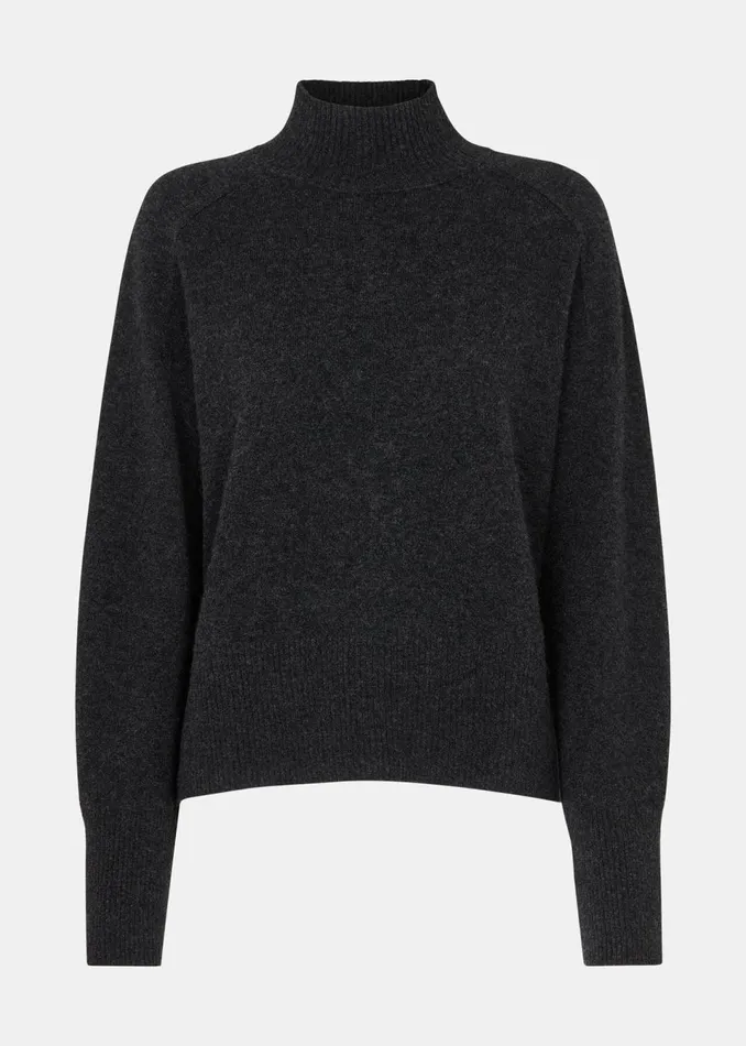 Women Knitwear and Cashmere Whistles Dark Grey Cashmere Funnel Neck