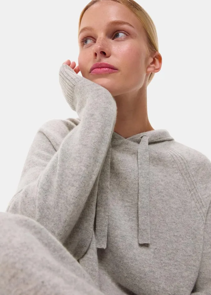 Women Knitwear and Cashmere Whistles Grey Marl Cashmere Hoodie