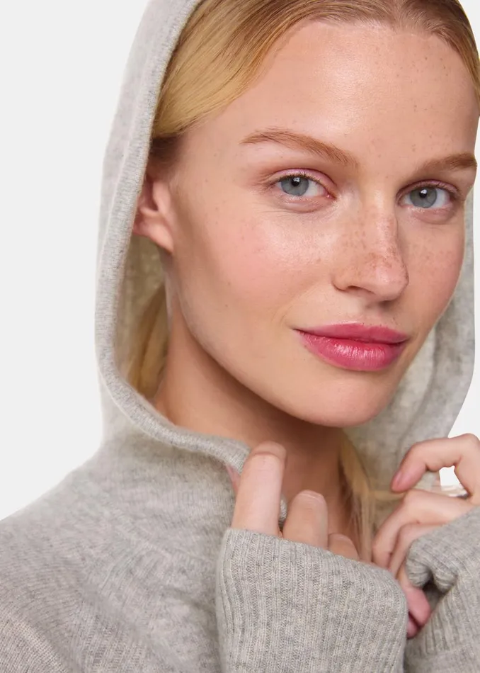 Women Knitwear and Cashmere Whistles Grey Marl Cashmere Hoodie