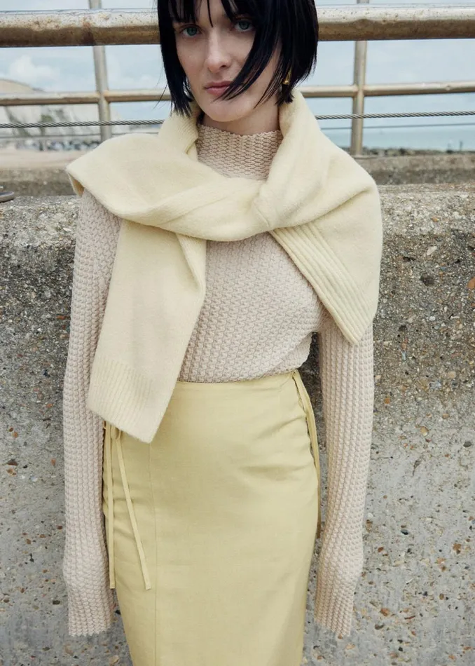 Women Knitwear and Cashmere Whistles Ivory Textured Detail High Neck Knit