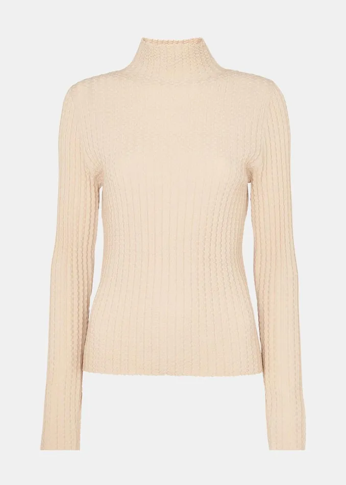 Women Knitwear and Cashmere Whistles Ivory Textured Detail High Neck Knit