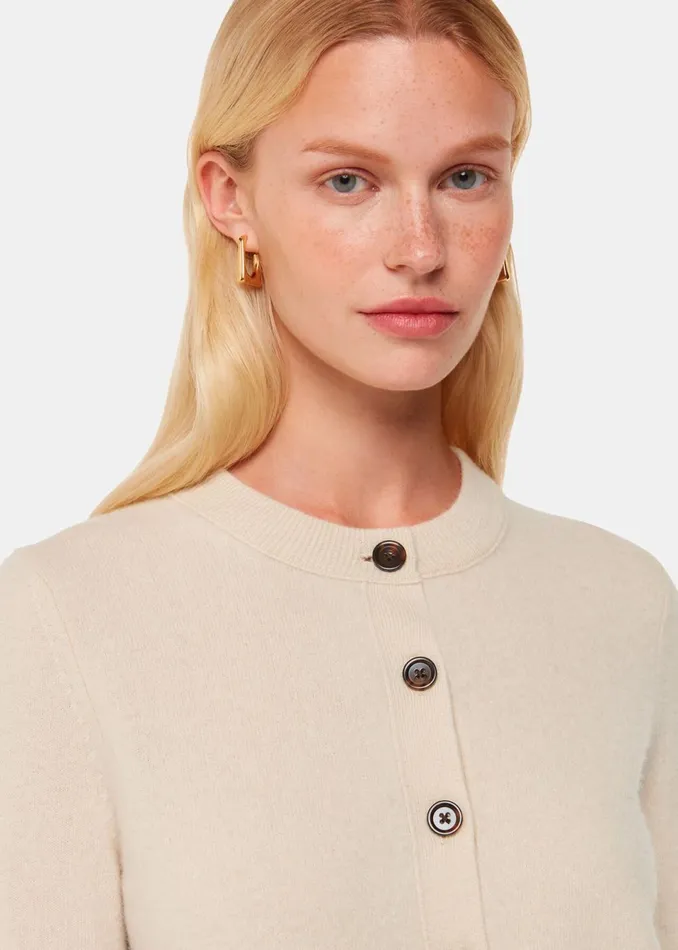 Women Knitwear and Cashmere Whistles Ivory Wool Cropped Cardigan