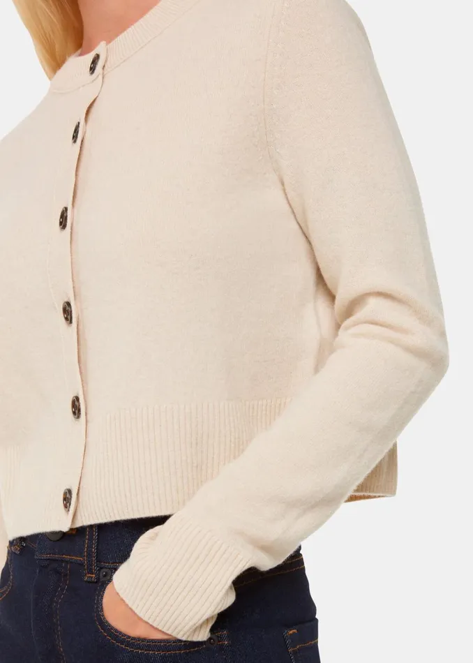 Women Knitwear and Cashmere Whistles Ivory Wool Cropped Cardigan