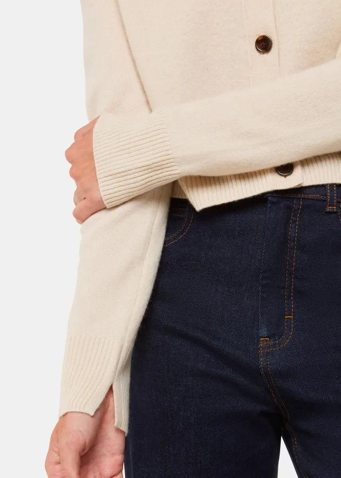 Women Knitwear and Cashmere Whistles Ivory Wool Cropped Cardigan
