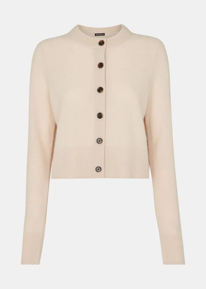 Women Knitwear and Cashmere Whistles Ivory Wool Cropped Cardigan
