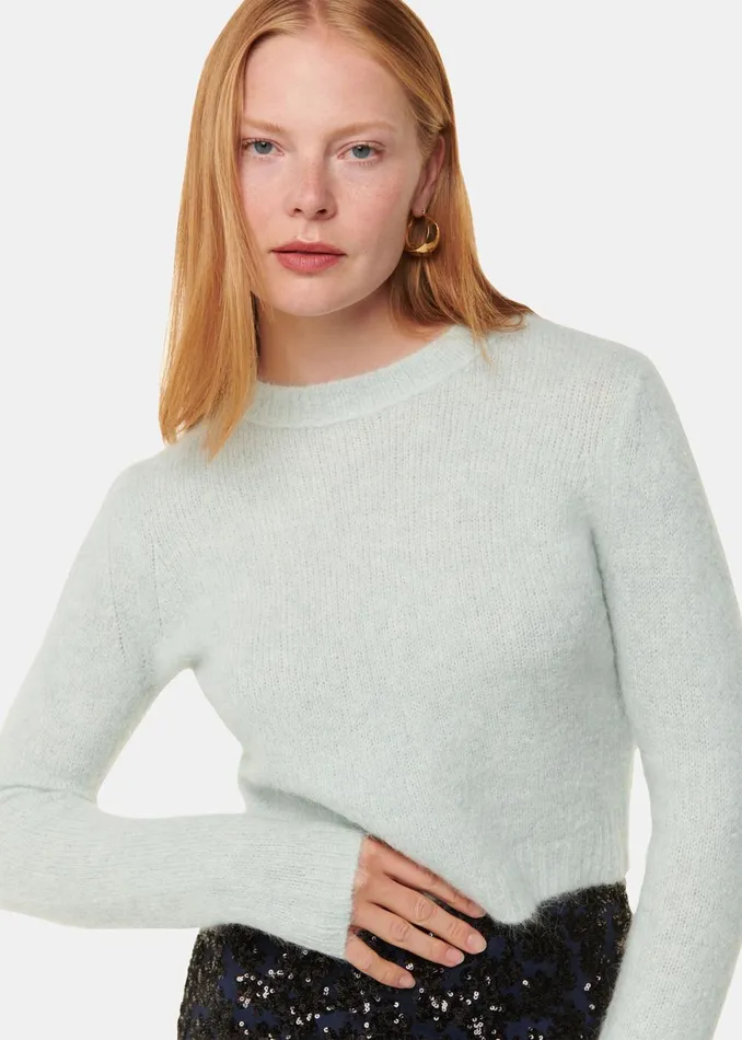 Women Knitwear and Cashmere Whistles Mint Alpaca Mix Fluffy Knit
