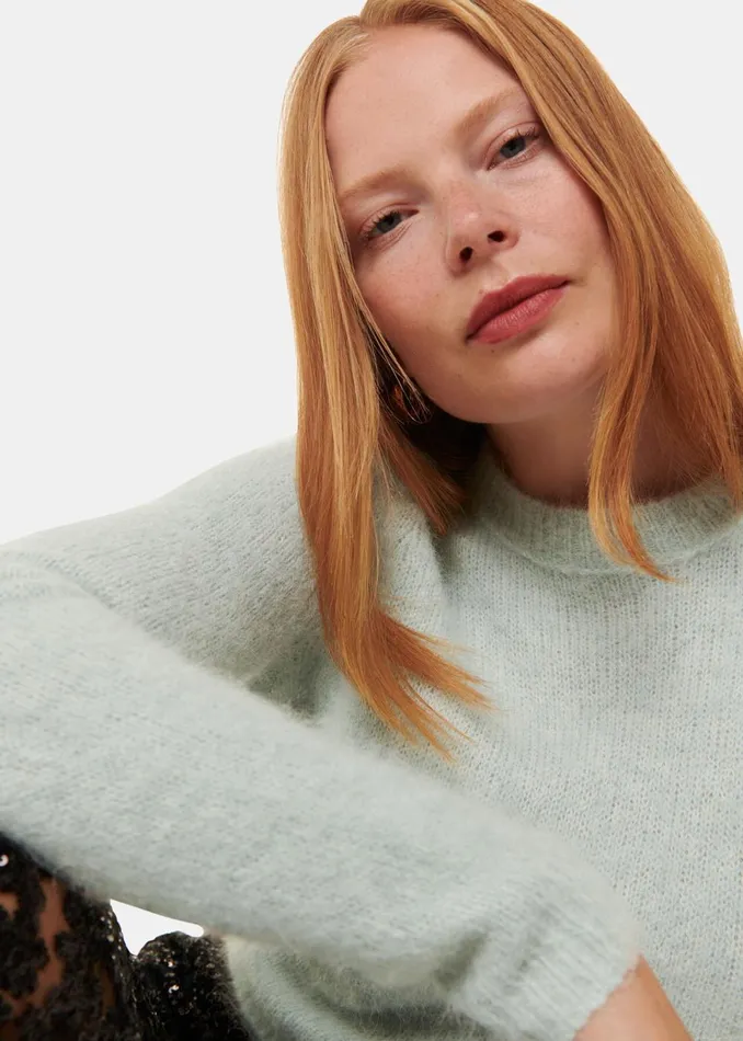 Women Knitwear and Cashmere Whistles Mint Alpaca Mix Fluffy Knit