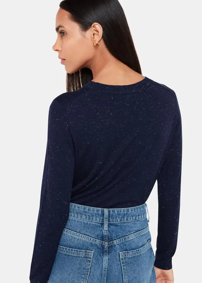 Women Knitwear and Cashmere Whistles Navy Annie Sparkle Crew Neck