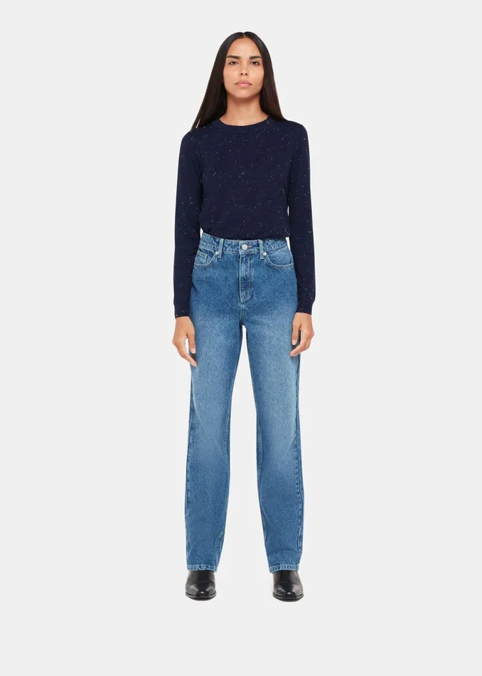 Women Knitwear and Cashmere Whistles Navy Annie Sparkle Crew Neck