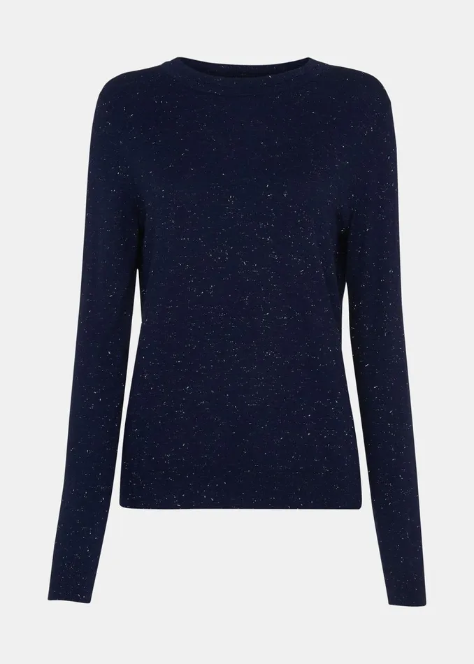Women Knitwear and Cashmere Whistles Navy Annie Sparkle Crew Neck