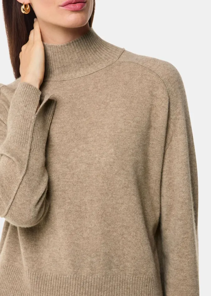 Women Knitwear and Cashmere Whistles Oatmeal Cashmere Funnel Neck