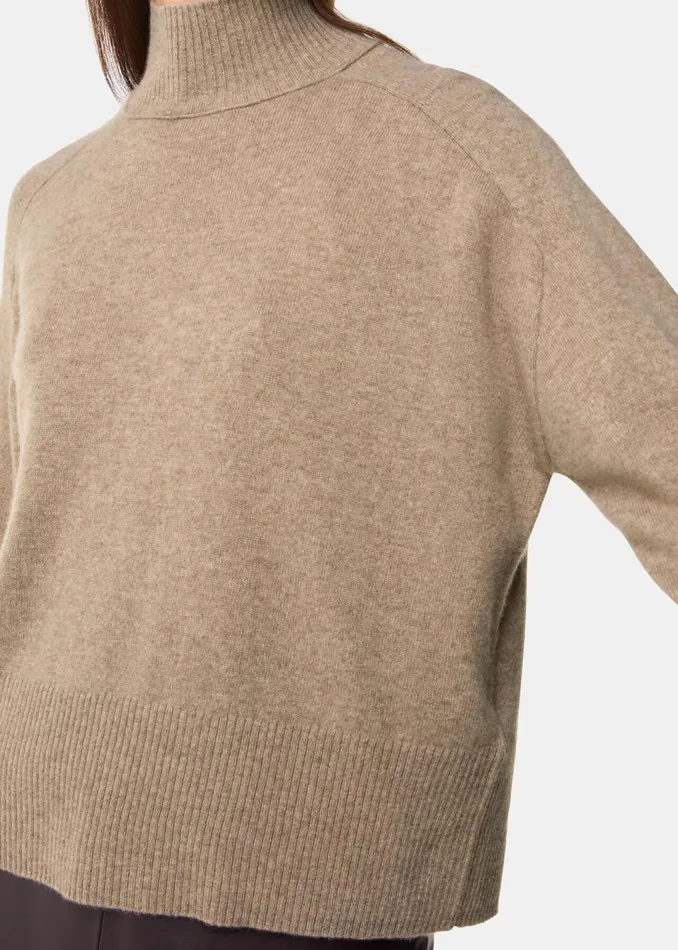 Women Knitwear and Cashmere Whistles Oatmeal Cashmere Funnel Neck