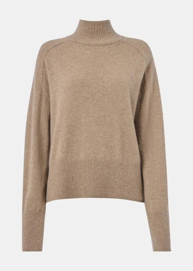 Women Knitwear and Cashmere Whistles Oatmeal Cashmere Funnel Neck