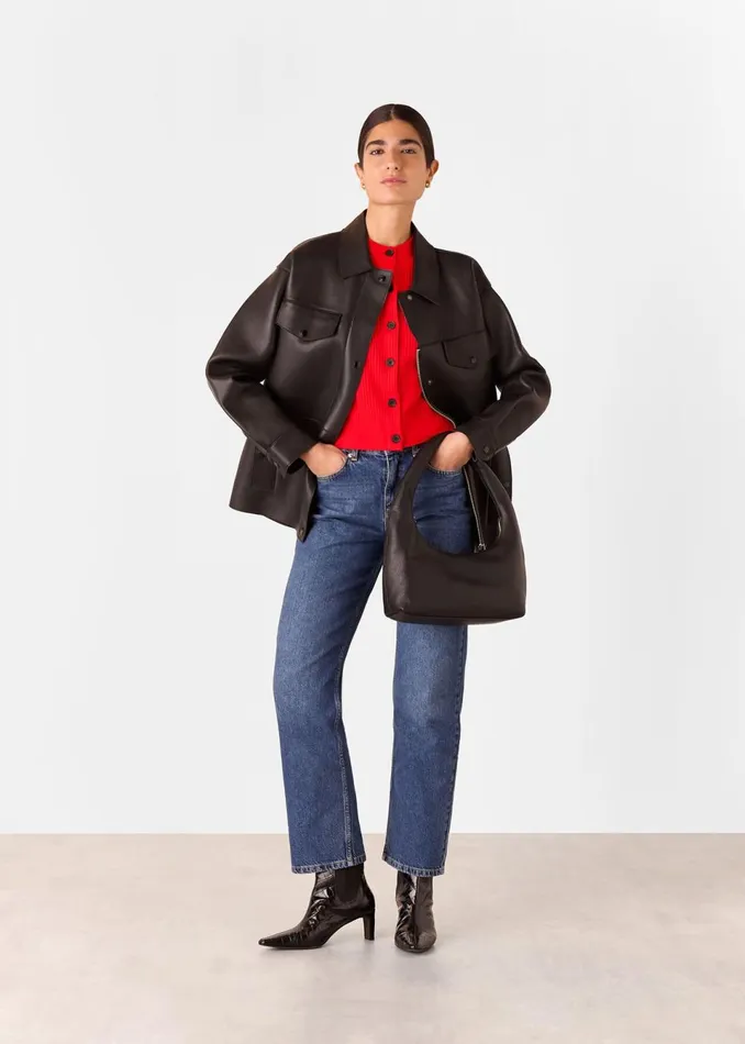 Women Knitwear and Cashmere Whistles Red Jasmine Ribbed Cardigan